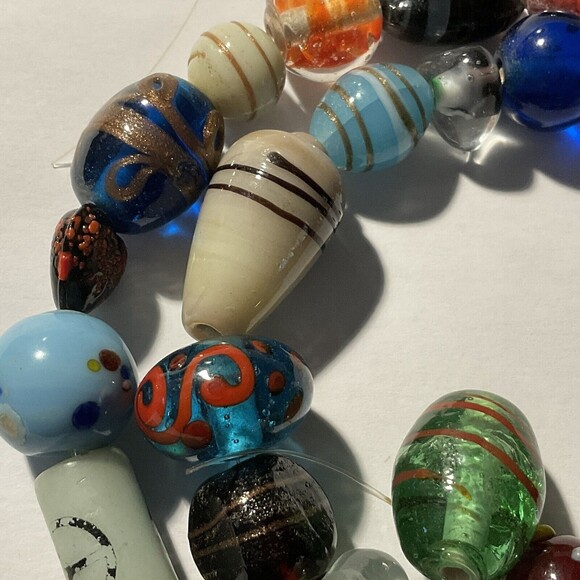 Mixed Loose Beads 50 pc Jewelry Making Artisan Murano Lampwork Glass Stone - Picture 7 of 9